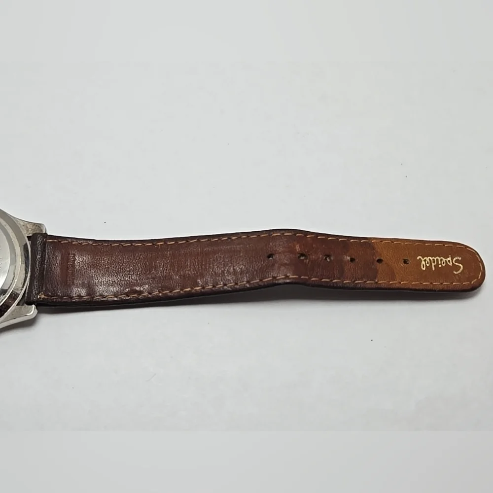 Great Land Mens Quartz Multi Dial Watch Date Brown Leather Strap New Battery